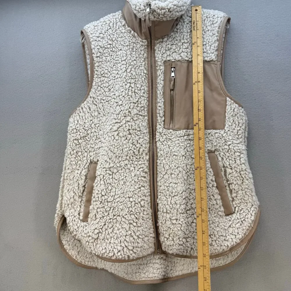 Abercrombie & Fitch Sherpa Vest Women's M Soft A&F Collection Tan Beige Cozy NWT - Picture 12 of 12